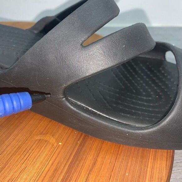 Crocs Patricia Low Wedge Women's Black Slide Sandals Size 11 Comfort Slip On - Picture 10 of 12